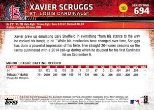 2015 Topps Mini #694 Xavier Scruggs Back
