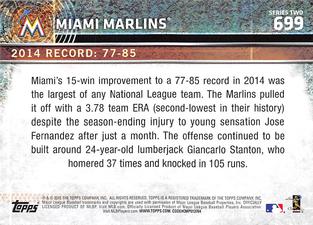 2015 Topps Mini #699 Miami Marlins Back