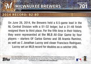 2015 Topps Mini #701 Milwaukee Brewers Back
