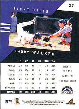 1998 Pinnacle Performers #27 Larry Walker Back