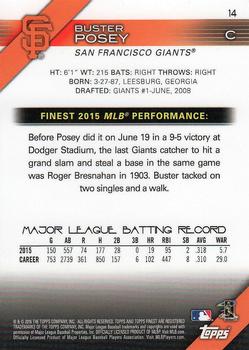 2016 Finest #14 Buster Posey Back