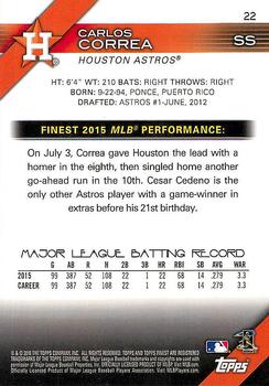2016 Finest #22 Carlos Correa Back