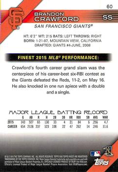 2016 Finest #60 Brandon Crawford Back