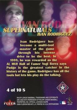 2000 Fleer Mystique - Supernaturals #4S Ivan Rodriguez  Back