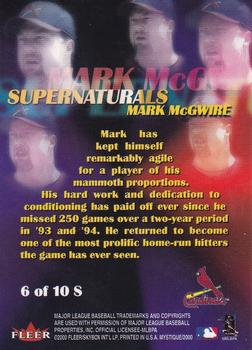 2000 Fleer Mystique - Supernaturals #6S Mark McGwire  Back