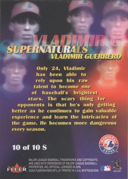 2000 Fleer Mystique - Supernaturals #10S Vladimir Guerrero  Back