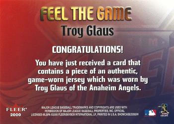 2000 Fleer Showcase - Feel the Game #NNO Troy Glaus  Back