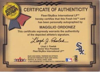 2000 Fleer Showcase - Fresh Ink #NNO Magglio Ordonez  Back