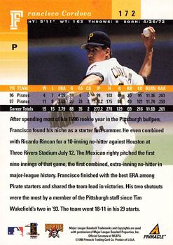 1998 Pinnacle Plus #172 Francisco Cordova Back