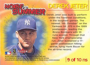 2000 Fleer Showcase - Noise of Summer #9NS Derek Jeter  Back