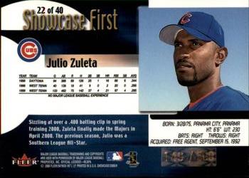 2000 Fleer Showcase - Prospect Showcase First #22 Julio Zuleta Back