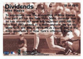 2000 Fleer Tradition - Dividends #12 D Mike Piazza Back