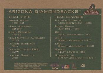 2000 Fleer Tradition Glossy #29 Arizona Diamondbacks Back