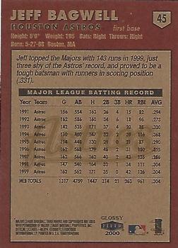 2000 Fleer Tradition Glossy #45 Jeff Bagwell Back