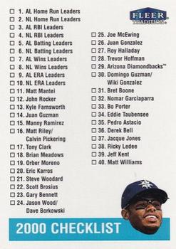 2000 Fleer Tradition Glossy #49 Checklist: 1-88 Front