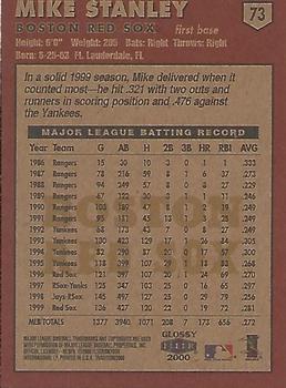 2000 Fleer Tradition Glossy #73 Mike Stanley Back