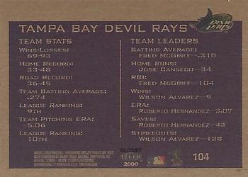 2000 Fleer Tradition Glossy #104 Tampa Bay Devil Rays Back