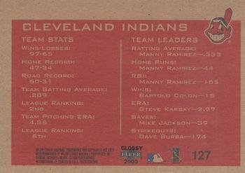 2000 Fleer Tradition Glossy #127 Cleveland Indians Back