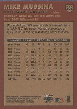 2000 Fleer Tradition Glossy #232 Mike Mussina Back
