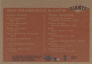 2000 Fleer Tradition Glossy #267 San Francisco Giants Back