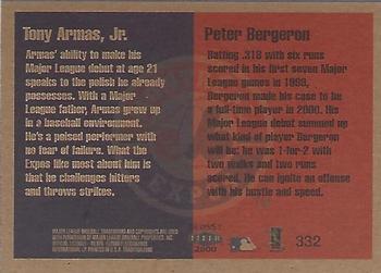 2000 Fleer Tradition Glossy #332 Tony Armas Jr. / Peter Bergeron Back