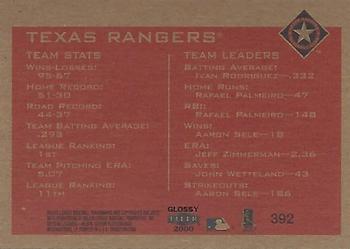 2000 Fleer Tradition Glossy #392 Texas Rangers Back