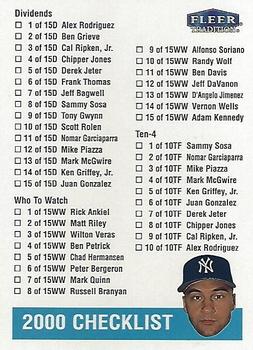 2000 Fleer Tradition Glossy #427 Checklist: Inserts Front