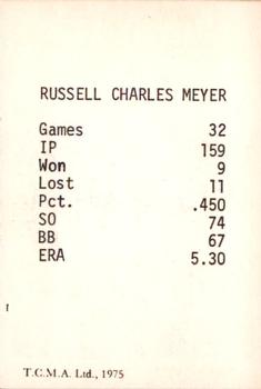 1975 TCMA 1950 Philadelphia Phillies/Whiz Kids #19 Russ Meyer Back