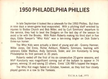 1975 TCMA 1950 Philadelphia Phillies/Whiz Kids #32 Russ Meyer / Hank Borowy / Bill Nicholson / Willie Jones Back