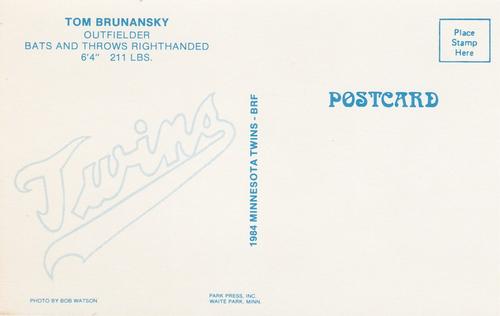 1984 Minnesota Twins Postcards #NNO Tom Brunansky Back