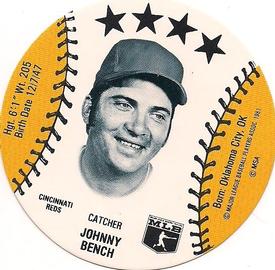 1982 On Deck Cookies Discs #NNO Johnny Bench Front
