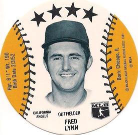 1982 On Deck Cookies Discs #NNO Fred Lynn Front