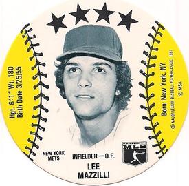 1982 On Deck Cookies Discs #NNO Lee Mazzilli Front