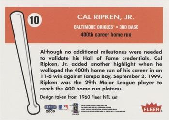 2000 Fleer Tradition - Cal Ripken Jr. Collection #10 Cal Ripken, Jr. Back