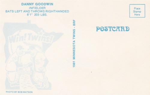 1981 Minnesota Twins Postcards #NNO Danny Goodwin Back