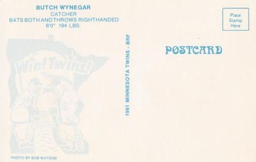 1981 Minnesota Twins Postcards #NNO Butch Wynegar Back