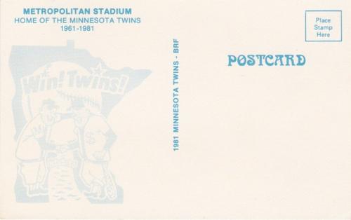 1981 Minnesota Twins Postcards #NNO Metropolitan Stadium Back
