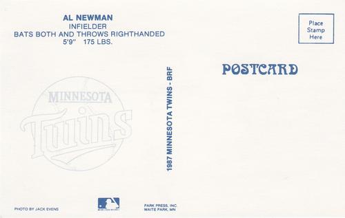1987 Minnesota Twins Postcards #NNO Al Newman Back