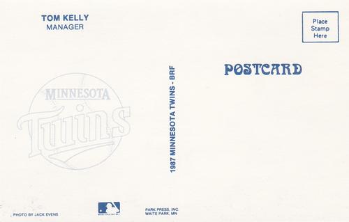 1987 Minnesota Twins Postcards #NNO Tom Kelly Back