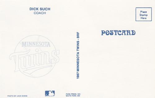 1987 Minnesota Twins Postcards #NNO Dick Such Back