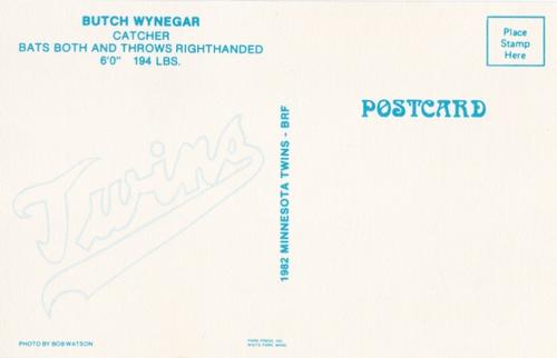 1982 Minnesota Twins Postcards #NNO Butch Wynegar Back