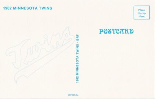 1982 Minnesota Twins Postcards #NNO Team Photo Back