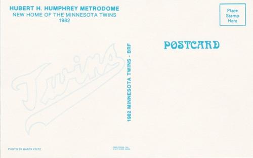 1982 Minnesota Twins Postcards #NNO Metrodome (exterior) Back