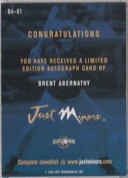 2000 Just - Autographs #BA-01 Brent Abernathy Back
