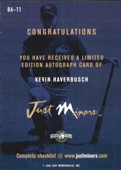 2000 Just - Autographs #BA-11 Kevin Haverbusch Back