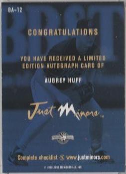 2000 Just - Autographs #BA-12 Aubrey Huff Back
