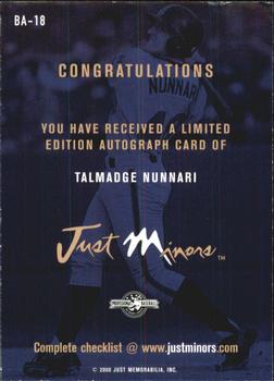 2000 Just - Autographs #BA-18 Talmadge Nunnari Back