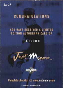 2000 Just - Autographs #BA-27 T.J. Tucker Back