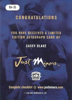 2000 Just - Autographs #BA-35 Casey Blake  Back