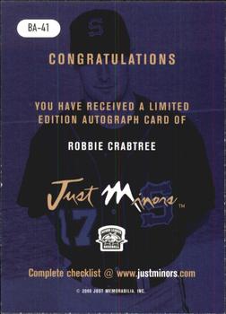 2000 Just - Autographs #BA-41 Robbie Crabtree Back